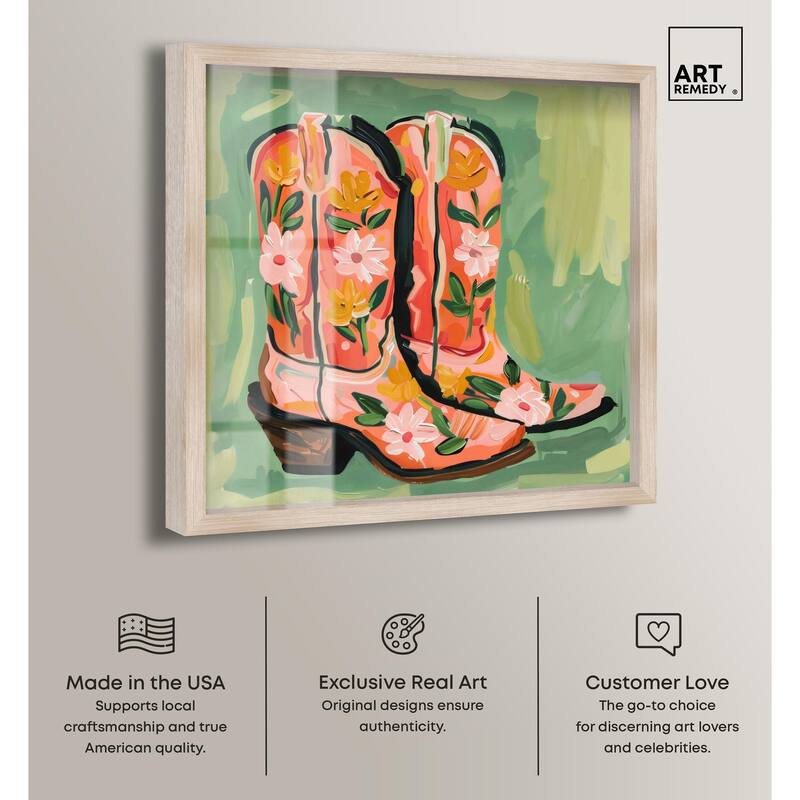 Wildflower Cowboy Boots Shadowbox by Art Remedy