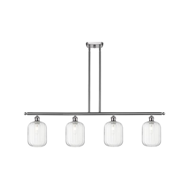 Innovations Lighting Endless Possibilities Ballston - Preston - 4 Light 48" Jar Shade Stem Hung Island Light - Clear/Brushed Satin Nickel