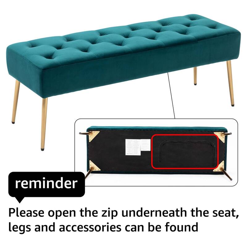 Modern 44" Length Button Tufted Bench