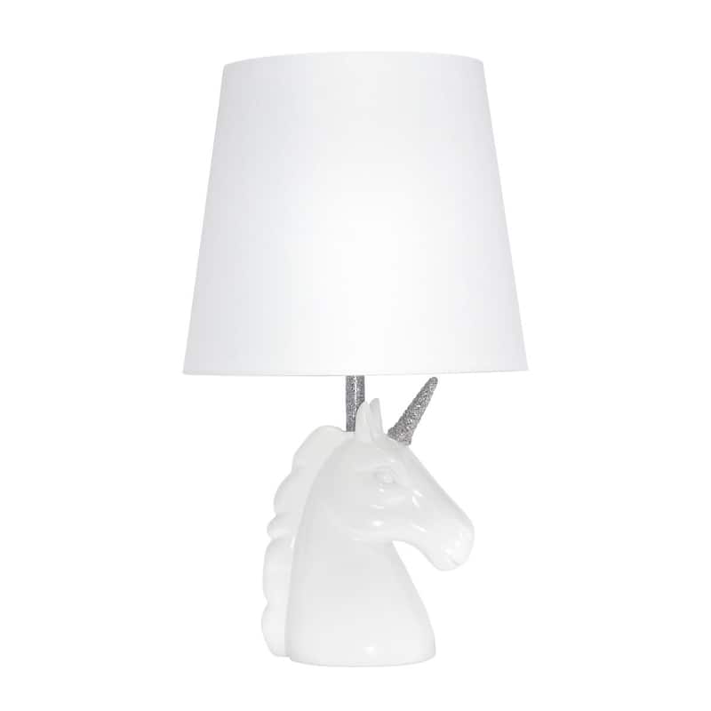Sparkling Unicorn Table Lamp - Without Bulb - WHITE + SILVER GLITTER