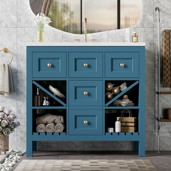 【初版美品】vanity 36 in. W x 18 in. D x 34 in. H Single Sink Freestanding Bathroom