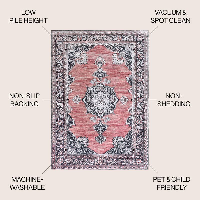 JONATHAN Y Wincer Bohemian Distressed Chenille Machine-Washable Area Rug