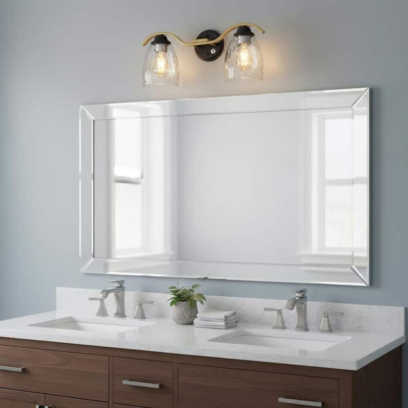 Teamson Home 2-Light Bathroom Vanity Wall Sconce, Dimmable LED Fixture for Modern Bath, Mirror, and Powder Room Lighting
