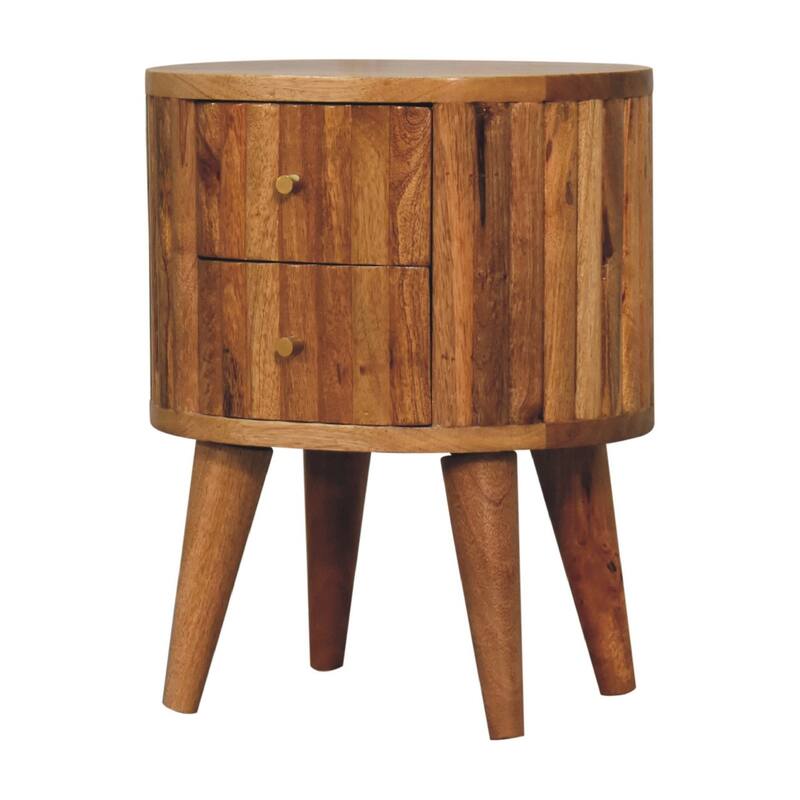 HomeRoots 18" Natural Solid Wood Oval Two Drawer Nightstand
