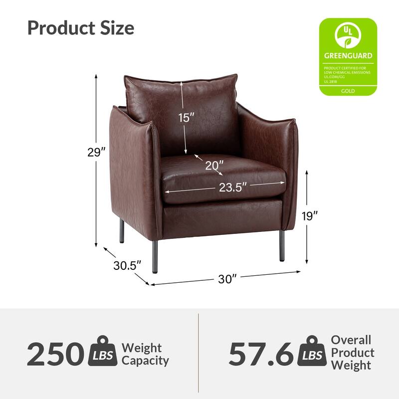 Jaime Modern Vegan Leather Accent chair with Metal Legs Set of 2 by HULALA HOME