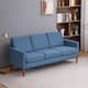 Three Seats Without Chaise Concubine Solid Wood Frame Sofa - Blue
