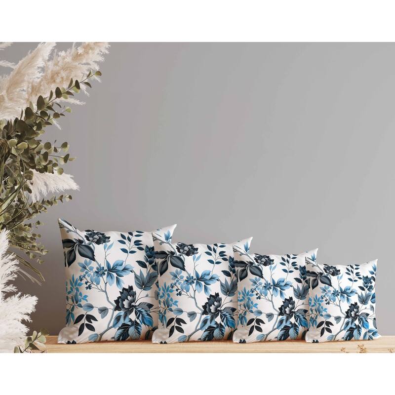 Majestic Gardens Faux Suede Reversible Throw Pillow White and Blue