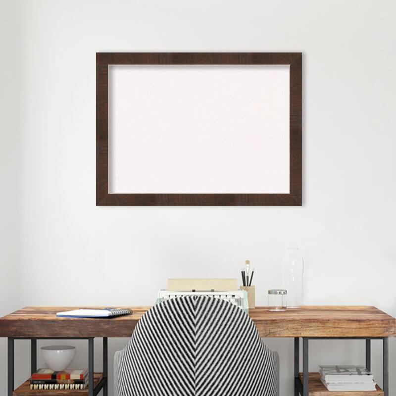 Wildwood Brown Narrow Framed White Corkboard Bulletin Board
