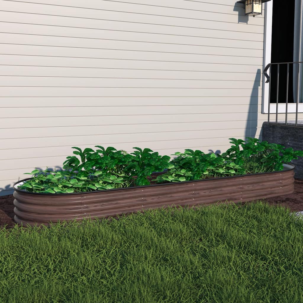 VEIKOUS 11.1''H Metal Galvanized Raised Garden Bed, 9-in-1 Planter Box with Protective Edge