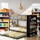 preview thumbnail 1 of 11, Twin Size Bunk Bed With A Big Bookshelf Black