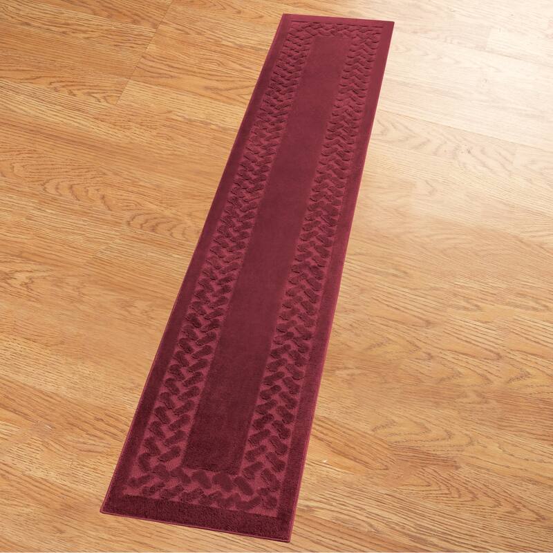 Herringbone Extra Long Hallway Runner Rug - Burgundy - 22" x 120"