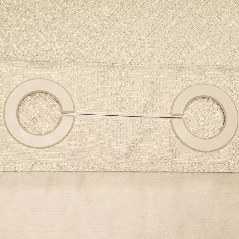 No Hook Slub Linen Texture Shower Curtain with PEVA Snap-in Liner