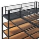 preview thumbnail 11 of 26, Twin Over Full Metal Bunk Bed with 5-Tier Shelves, Heavy Duty Bunk Bed Frame with Built-In Stairs & Mesh Guardrails