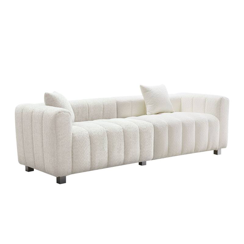 87.4" Luxury 3-Seater Sofa Bubble Couch for Living Room, Velvet Deep Seat Sofa Couch, Loveseat Sofa with Metal Legs