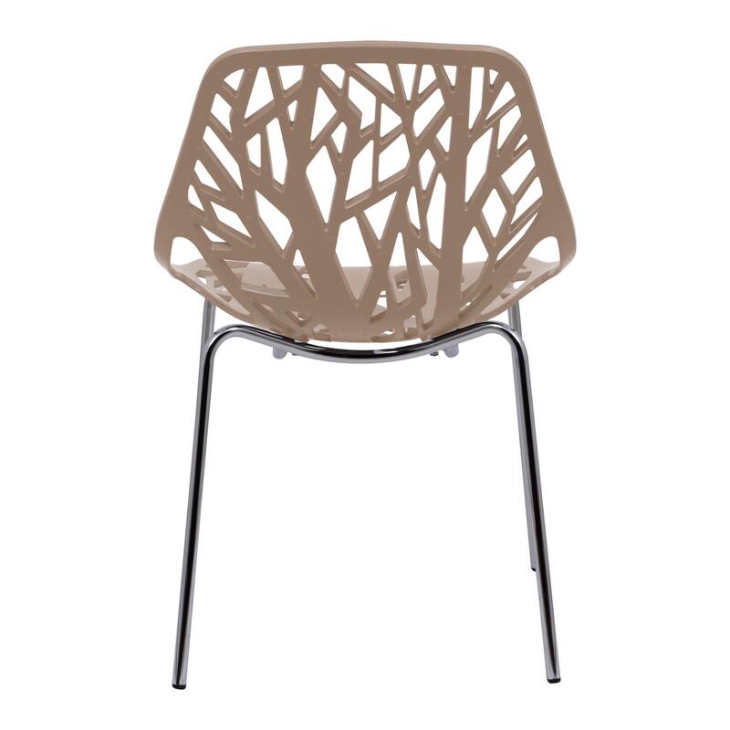 Asbury Stackable Dining Chair with Chrome Legs Side Chair with Modern Cut-Out Design Backrest