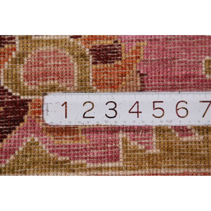 Hand Knotted Oriental 100% Wool Carpet Transitional All-Over Pink Oushak Area Rug - 9' 8'' X 8' 0''