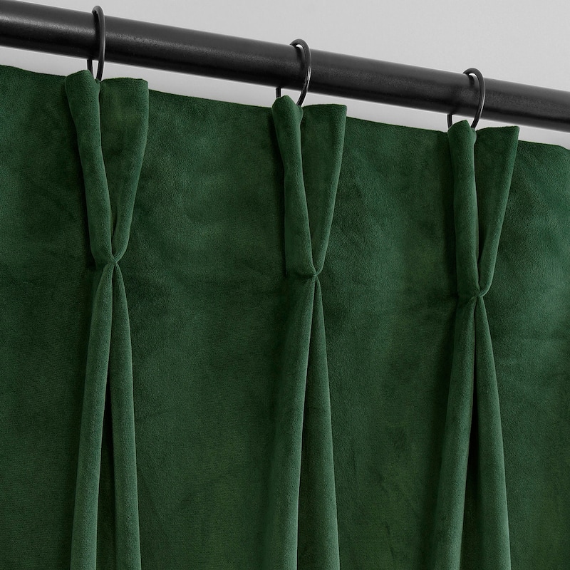 Exclusive Fabrics French Pleat Heritage Plush Velvet Room Darkening Curtains For Bedroom & Living Room Curtains (1 Panel)