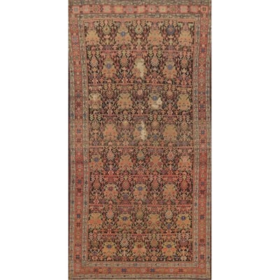 Hand Knotted Oriental 100% Wool Carpet Traditional Floral Brown Malayer Runner Rug - 8' 10'' X 3' 11''