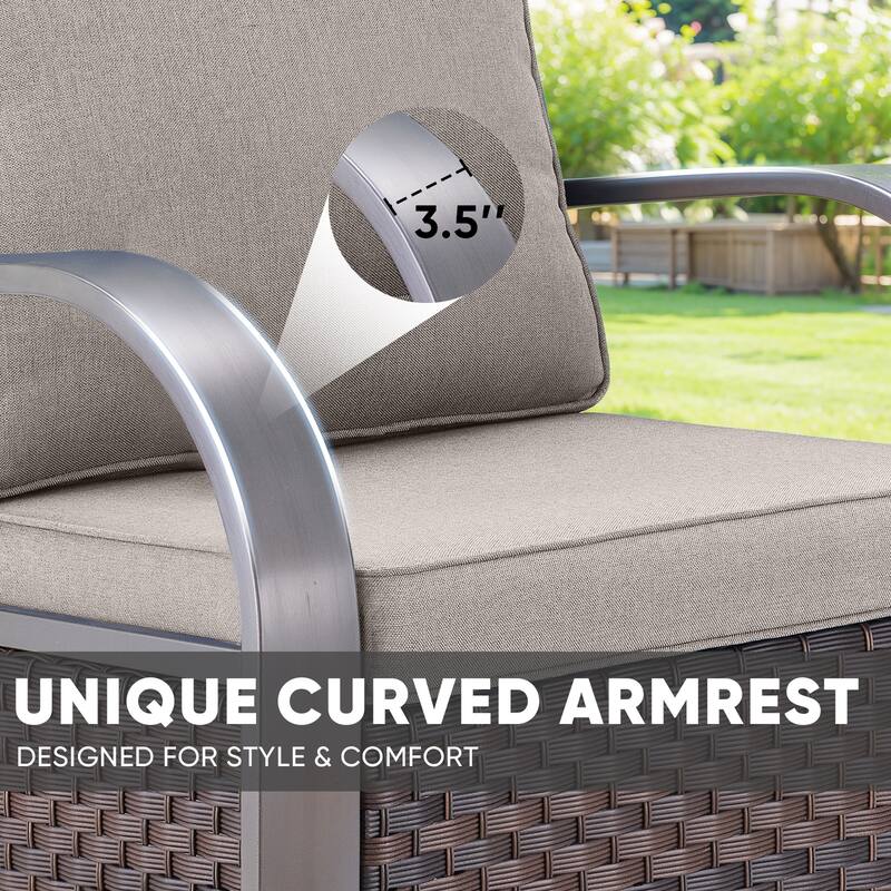 2PCS Glider Chairs 2PCS Ottoman with Propane Fire Pit Table