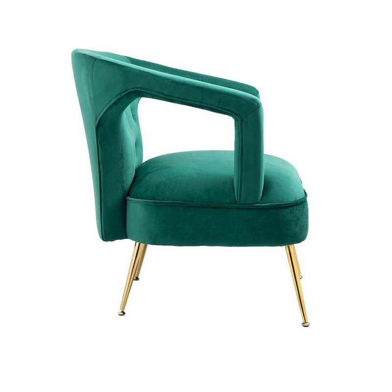 Velvet Upholstered Tufted Livng Room Leisure Chair With Golden feet