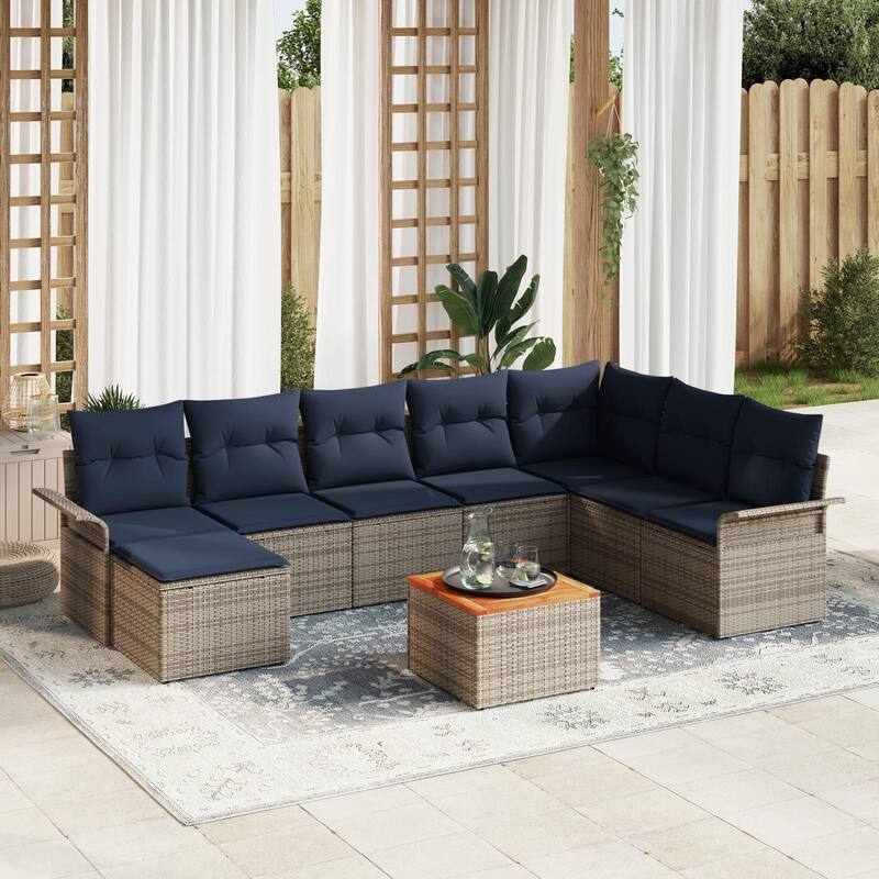 vidaXL 9 Piece Garden Sofa Set with Cushions - 117.1×73.8×27.2 - Grey