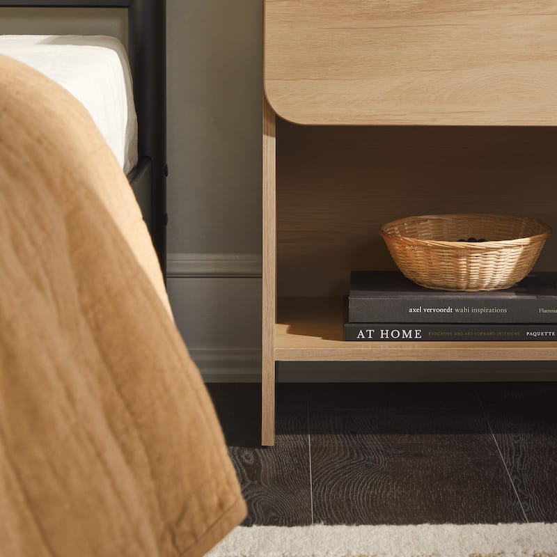 Middlebrook Designs Modern 1-Drawer Nightstand with Cubby