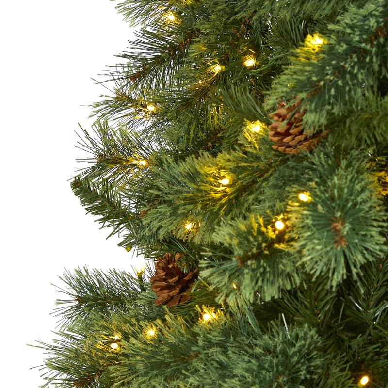 10’ Pre-Lit Mountain Pine Artificial Christmas Tree, Warm Clear LED Lights - over-10-feet