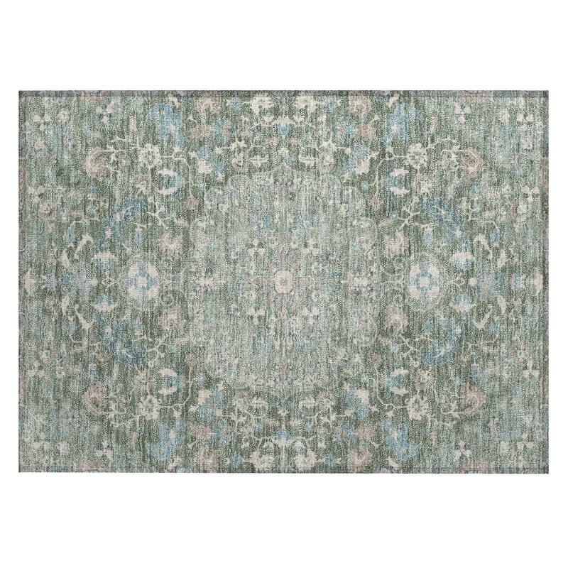 Machine Washable Indoor/ Outdoor Traditional Indore Chantille Rug