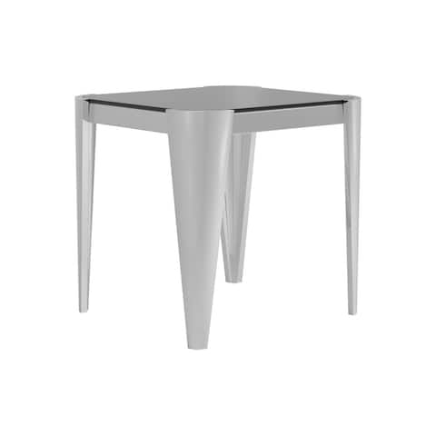 Silver Orchid Simon Silver/Grey Square Glass Top End Table