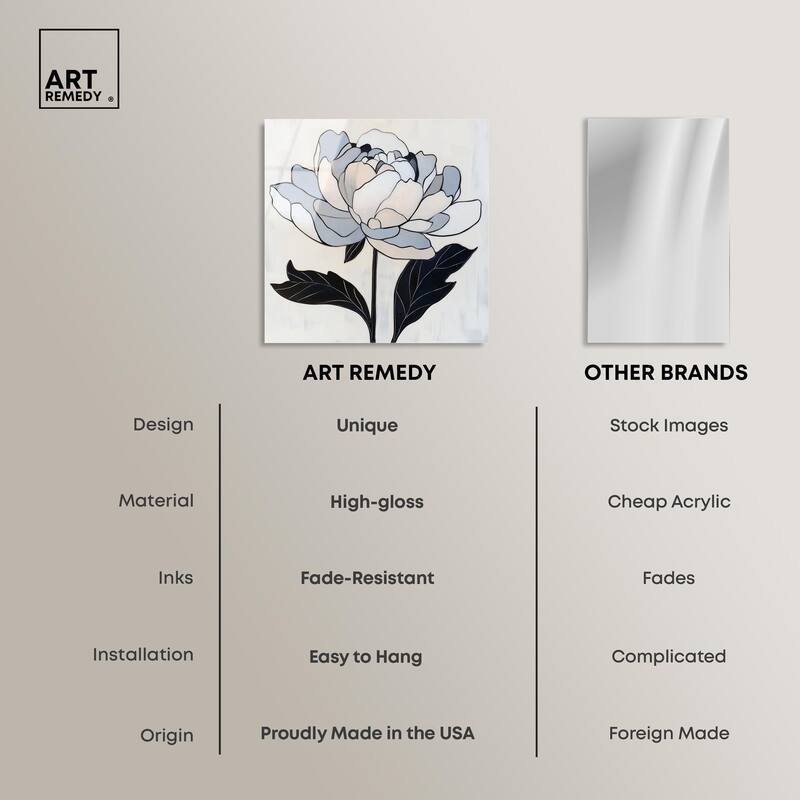Gray Scale Flower I Acrylic by Art Remedy, Ready to Hang