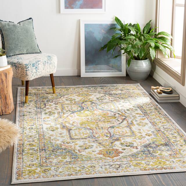 Morey Persian Medallion Area Rug - 2' x 3' - Grass Green