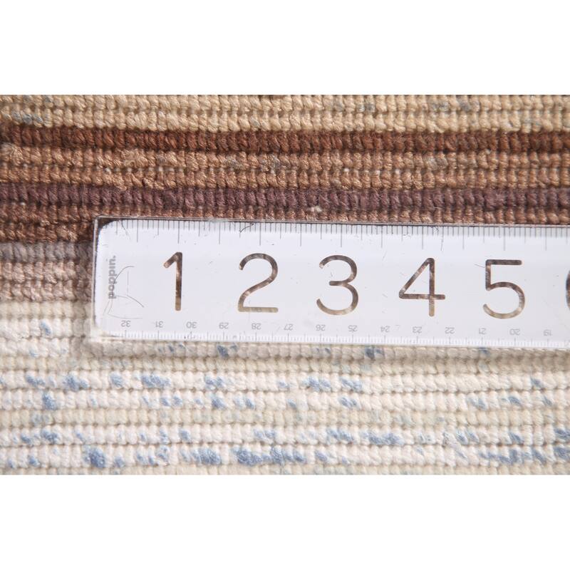 Striped Abstract Accent Rug Wool Carpet - 3'11"x 6'0"