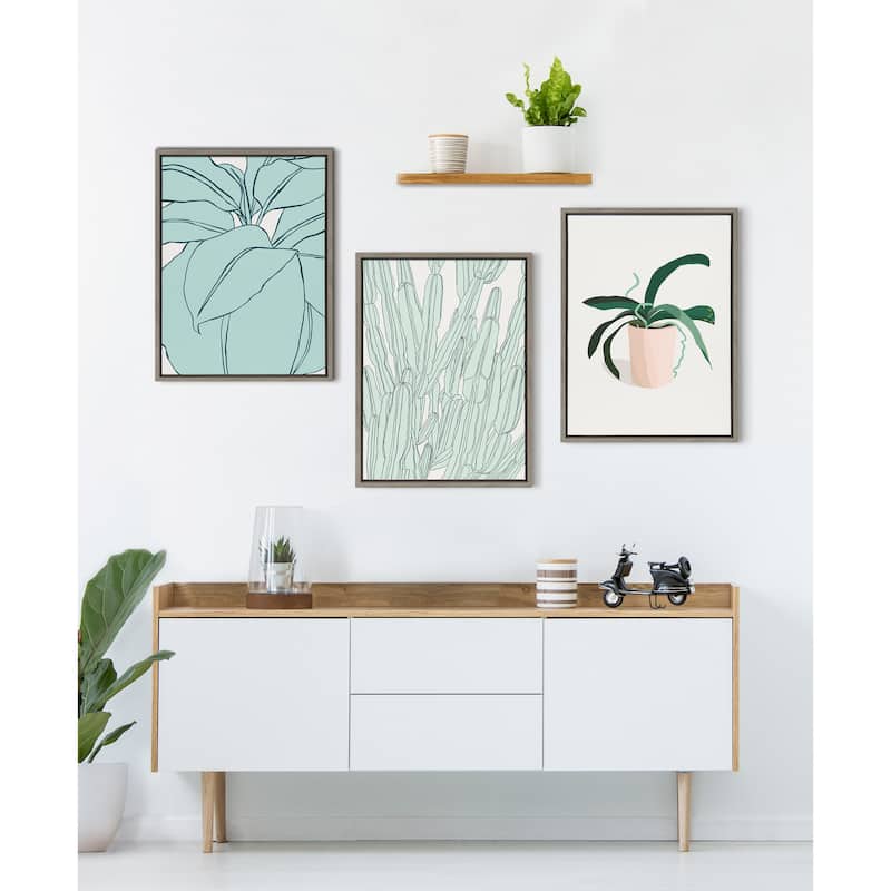 Kate and Laurel Sylvie Cacti Garden Framed Canvas by Alicia Schultz