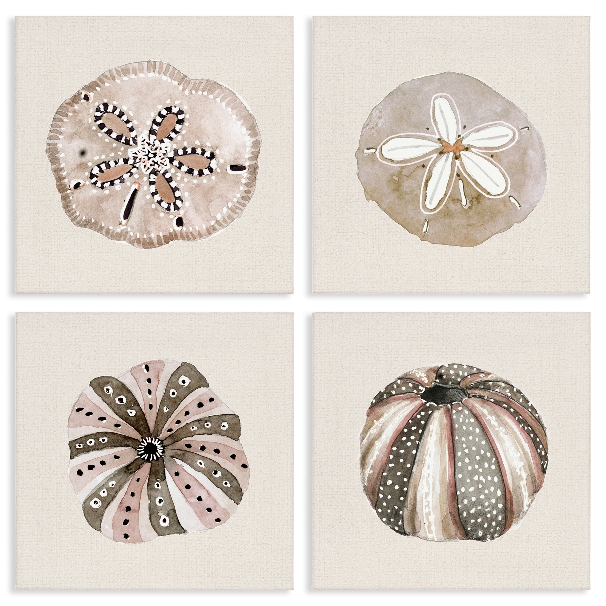 Stupell Taupe & Beige Sea Creatures Canvas Wall Art Design By Lanie Loreth (Set of 4)