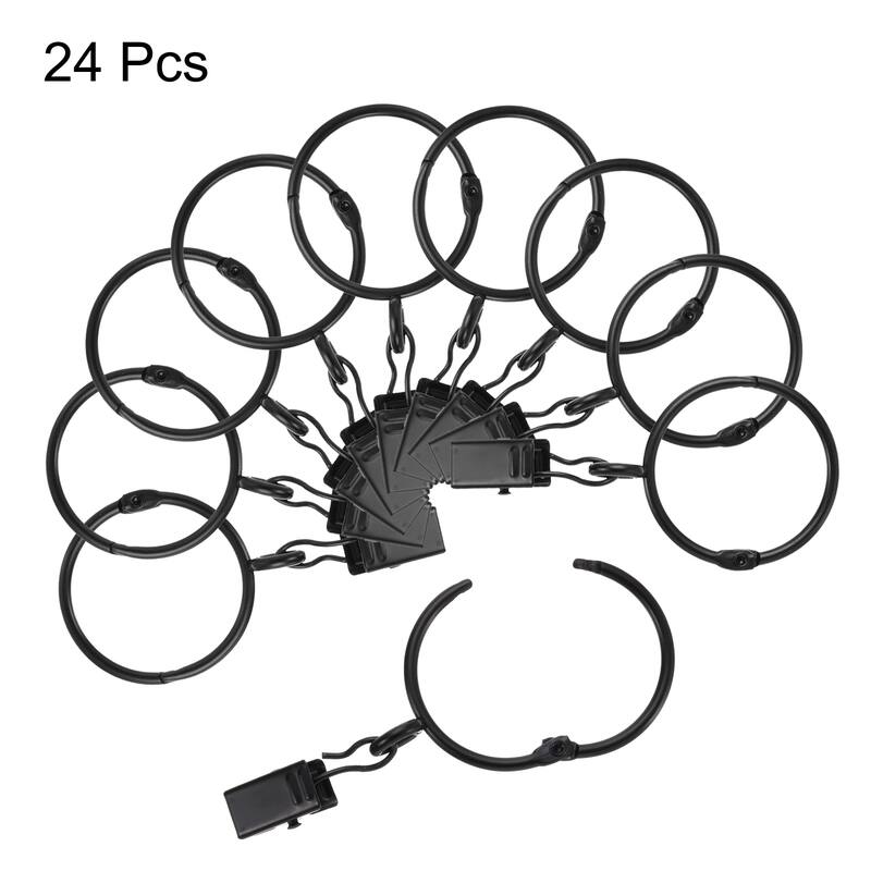 24 Pcs Drapery Curtain Rings with Clip Metal