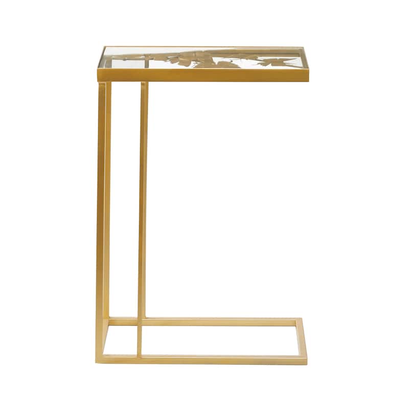 Metal Accent Table with Clear Glass Top - Gold - Roche River Decor - 11"Wx18"Lx25"H