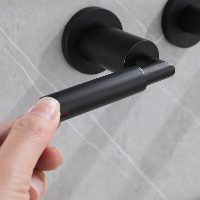 Wall Mount Bathroom Faucet 2 Handle Bathroom Sink Faucets 3 Hole Luxury Modern Mixer Taps With Valve