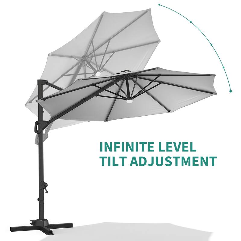 10FT Outdoor Cantilever Umbrella Patio Umbrella with Base