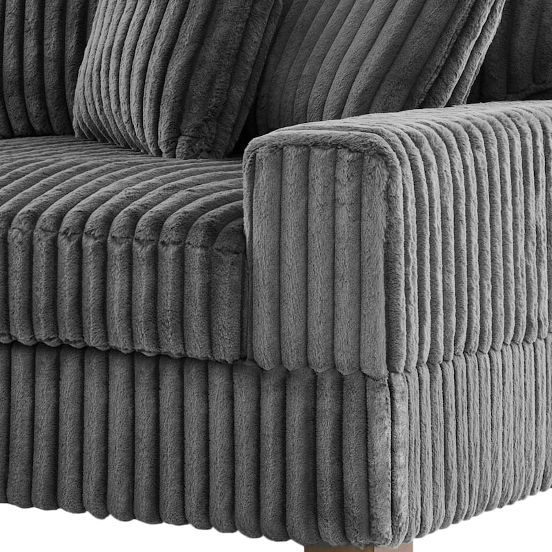 Anne 82" W Comfy Upholstered Plush Corduroy Modular Sectional Sofa