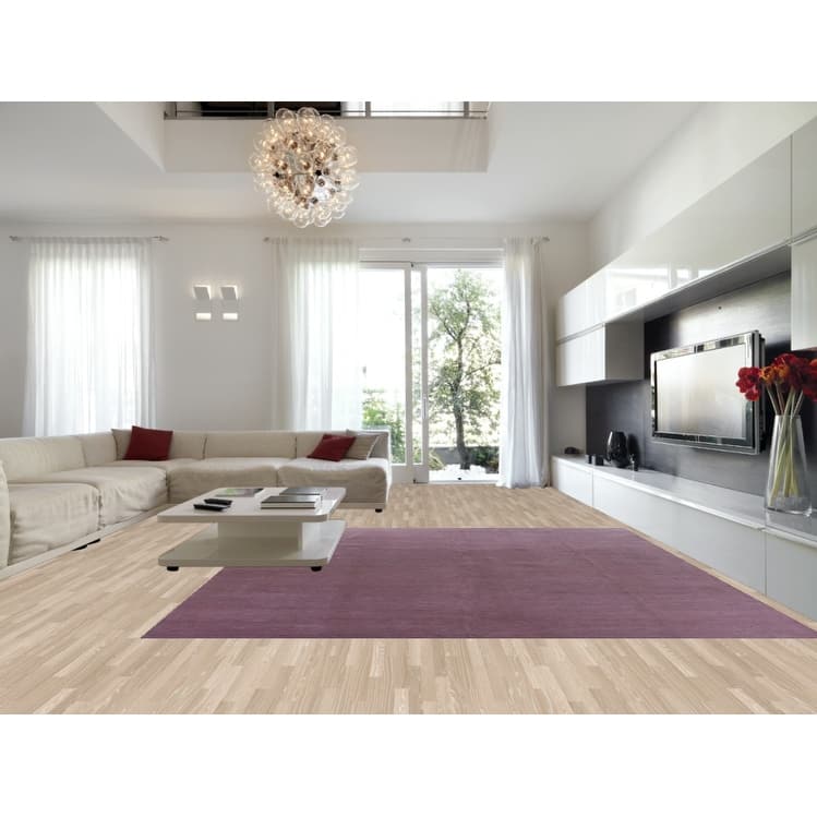 Hand Knotted Oriental 100% Wool Carpet Modern Solid Purples Gabbeh Area Rug - 12' 2'' X 11' 11''
