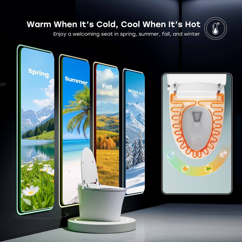 HOROW Elongated Bidet Toilet with Tank Auto Flush UVC Sterilization White - 12 inch Rough In - N/A