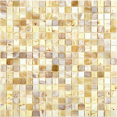 Apollo tile 12" x 12" Skosh Glossy Parchment Beige Glass Tile (18.69 sq ft/case) - 20 Pack