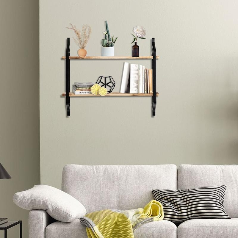 Shop 2 Tiers Floating Shelves Wall Mounted Industrial Wall Shelves For Living Room Bedroom Kitchen Entryway Overstock 30551826