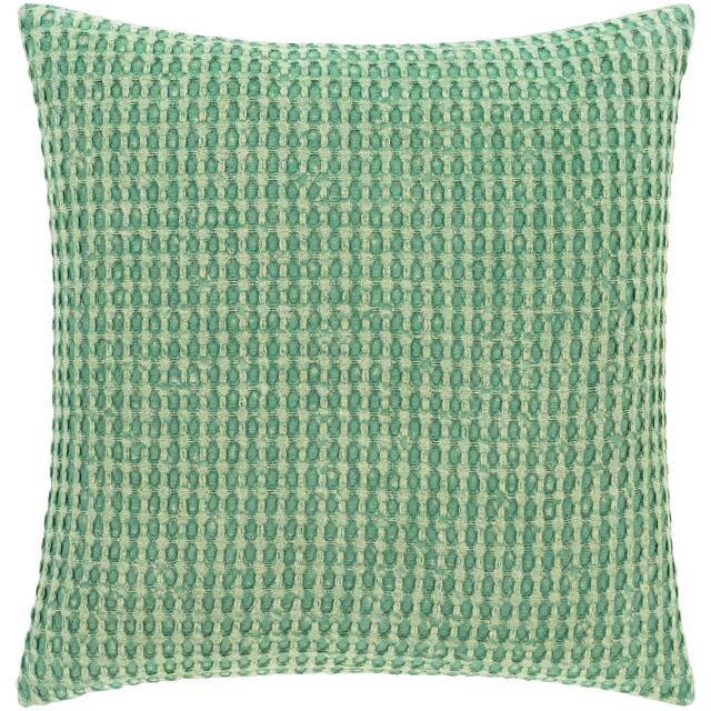 Whitley Faded Waffle Weave Cotton Throw Pillow - 18"x18" with Poly Insert - Green