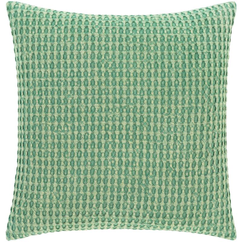 Artistic Weavers Whitley Faded Waffle Weave Cotton Throw Pillow - 22"x22" with Poly Insert - Green