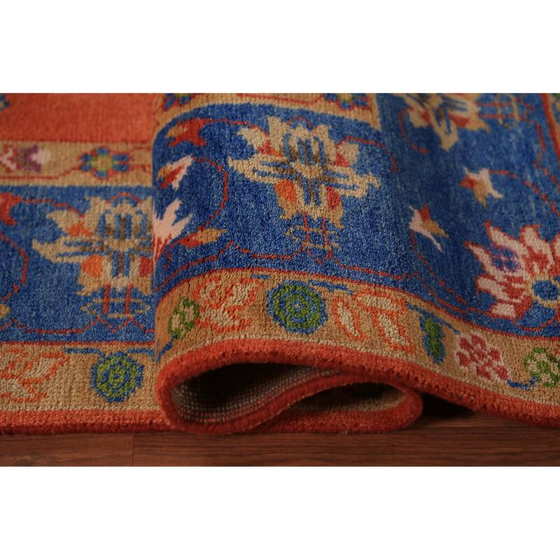 Floral Heriz Serapi Indian Area Rug Hand-Knotted Wool Carpet - 7'11"x 9'11"