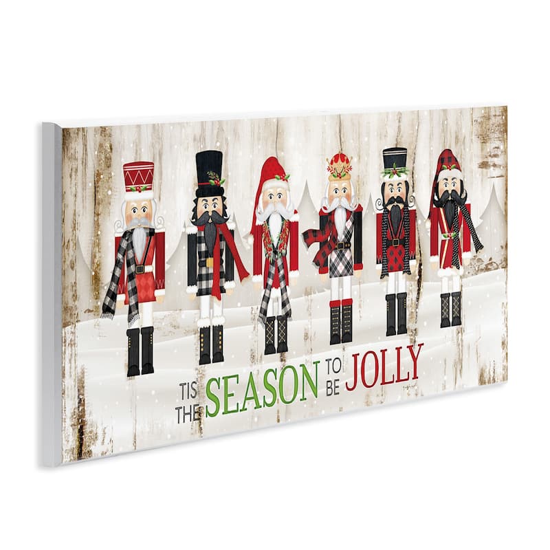 Stupell To Be Jolly Festive Phrase Winter Christmas Nutcrackers Wood Wall Art