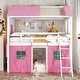 preview thumbnail 2 of 18, Playhouse Design Impression & Beautiful Full Size Bunk Wood House Bed with Elegant Windows, Sills and Tent