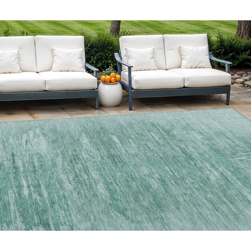 HomeRoots Abstract Transitional Rectangle Outdoor Rug - 10' X 14'