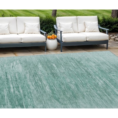 HomeRoots Abstract Transitional Rectangle Outdoor Rug